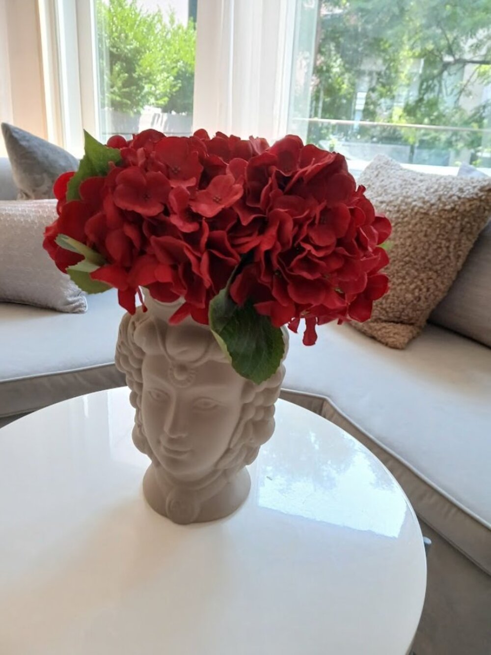 Artificial Hydrangea Flowers (4) stems  - rich burgundy